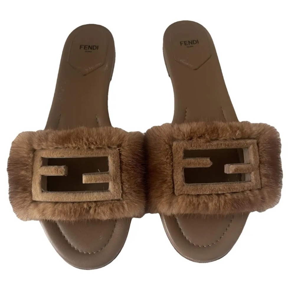 Fendi Fur Cutout Accent Slides